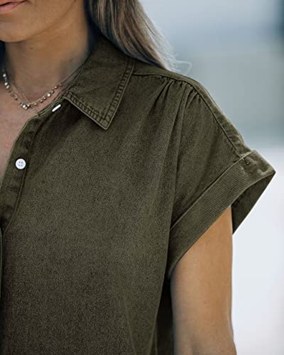Kdf Denim Dress For Women With Pockets Denim Button Down Shirt Jean Plus Size Summer Dresses For Women Denim 2023 Size X-Large #TOP3