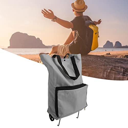 DOACT Foldable Grocery Cart with Wheels, Reusable Large Capacity Portable Shopping Trolley Bag for Easy Storage and Transport, Grey by DOACT - Used condition - Image 4