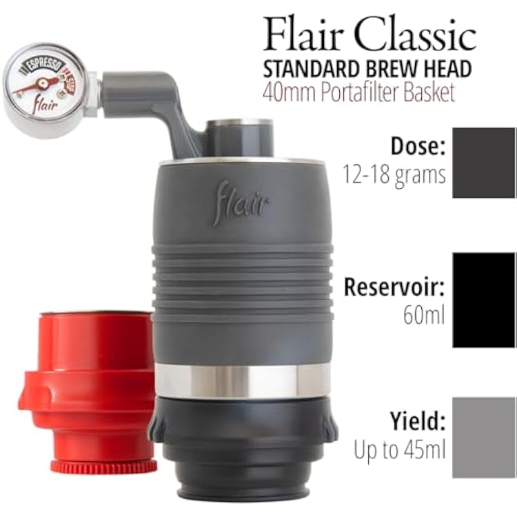 Flair UPDATED Espresso Maker - Classic: All manual lever espresso maker for the home - Pressure gauge and two portafilters included