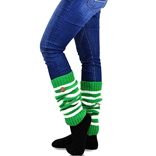 Teehee Cute Christmas Holiday Winter Leg Warmers With Button For Women 3Pairs With Gift Box (Candy Cane Stripes) #TOP7