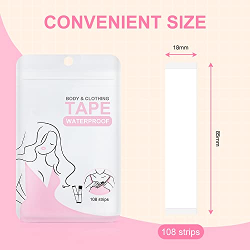 Flintronic Doppelseitiges Mode Klebeband - 108 Stück Hautfreundliches Klebeband für Kleidung, BH, Hemden & Abendkleider - 85x18MM