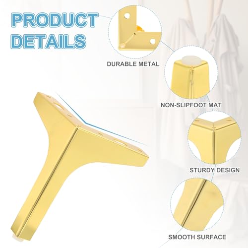 PATIKIL 6 Inch Metal Furniture Legs, 4 Pcs Triangle Furniture Replacement Feet Modern Style Couch Legs for Table Chair Cabinet Cupboard Sofa, Gold by PATIKIL - Used condition - Image 3