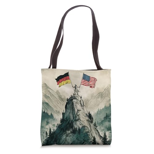 USA and Germany Flags - Historic Mountaintop Victory Tote Bag