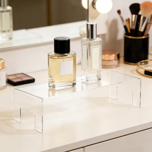 Frcctre 2 Pack Clear Acrylic Display Risers, 12"x5"x3.3" Thick Acrylic Display Stand Showcase Fixtures for Jewelry, Display Shelf for Dessert Cupcake Candy Toys Figures Cosmetics - 5mm by Frcctre - Used condition - Image 5