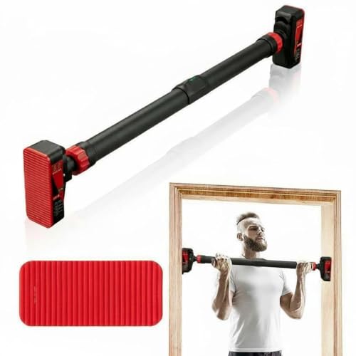 Pull Up Bar for Doorway - Adjustable No Screws Chin Up Bar for Home Gym, 440 LBS Max Load, with Level Meter & Anti-Slip Design for Strength Training,R