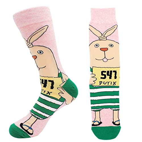 Yfunnle Casual Patterned Crew Socks Pack(6 Pairs) Funny Crazy Novelty Comics Cartoon Cotton Dress Socks For Men Women Size 9-13 #TOP3