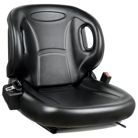 TICSEA Universal Forklift Seat, Tractor Seat with Adjustable Angle Back,Micro Switch,Retractable Safety Belt for Toyota Forklift Aftermarket,Tractor,Excavator, Skid Loader,Backhoe, Dozer, Telehandler Cover