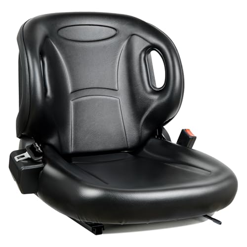 Universal Forklift Seat, Tractor Seat with Adjustable Angle Back,Micro Switch,Retractable Safety Belt for Toyota Forklift Aftermarket,Tractor,Excavator, Skid Loader,Backhoe, Dozer, Telehandler