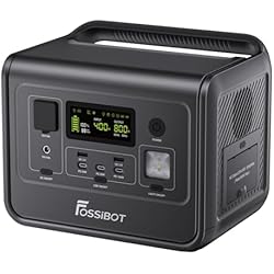 Bateria Recargable Para Electrodomesticos FOSSiBOT F800 Estacion de Energia Portatil y Generador Solar Portatil, 512Wh LiFePO4 Batería, Recargable al 100% en 1,2 Horas, Salida de 800W CA (1600W pico), Adecuado para Caravaning y Viajes.