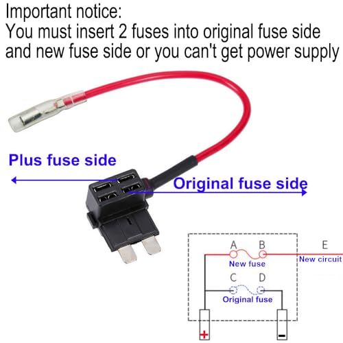 Gebildet 8 x 12 V 24 V Standard Add-A-Circuit Car Fuse Holder Blade Adapter ATS, with 6 Blade Fuses (3A/5A/7.5A/10A/15A/20A) and 1 x Extractor