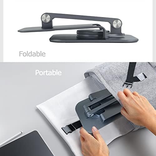 TPSPAD Tablet Stand, 360° Rotatable Aluminum Tablet Holder Adjustable Foldable Desktop Cell Phone Stands Compatible with New iPad 9.7, 10.5, 12.9 Air mini 2 3 4 5 6, Kindle,Other Tablets-Gray