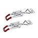 Favordrory 4 Pack Toggle Latch Clamp, Pull Latch, Adjustable Toggle Clamp Latch, Heavy Duty Toggle Latch, 150Kg 330Lbs Holding Capacity (16 Pieces Screws) Red + Silver