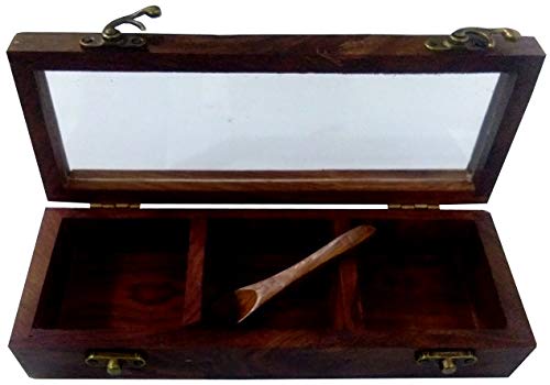 Boîte en bois de rangement pour épices et bijoux compartimentée
