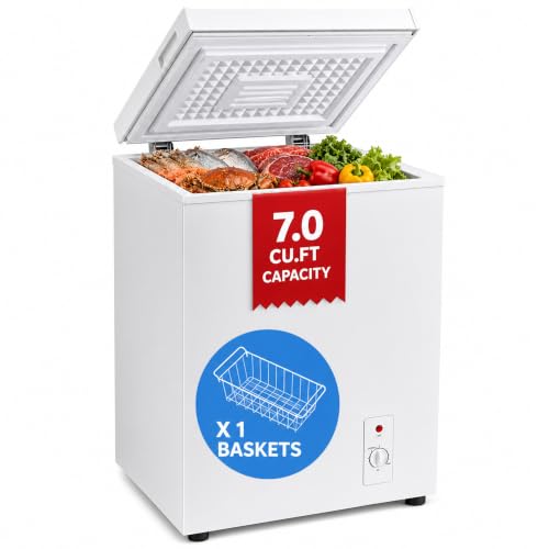 AGW 7.0 cu.ft Chest Freezer，Small Mini Deep Freezer with 7Level Temperature