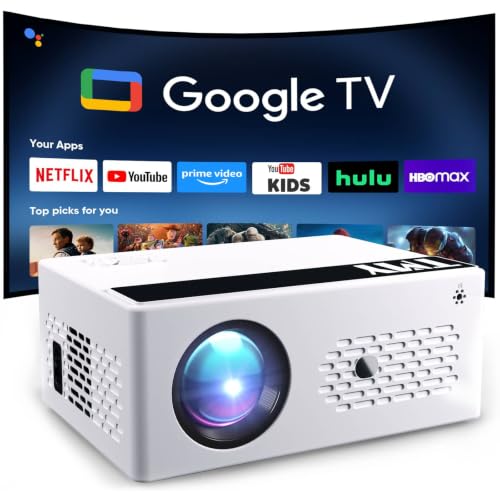 TMY Smart Projector 4K【Bundled with Google TV 14.0】 Mini Projectors Compatible with Netflix, Portable Projecteur with Electric Focus & Keystone, Home Projecteur WiFi6 & Bluetooth for Indoor & Outdoor