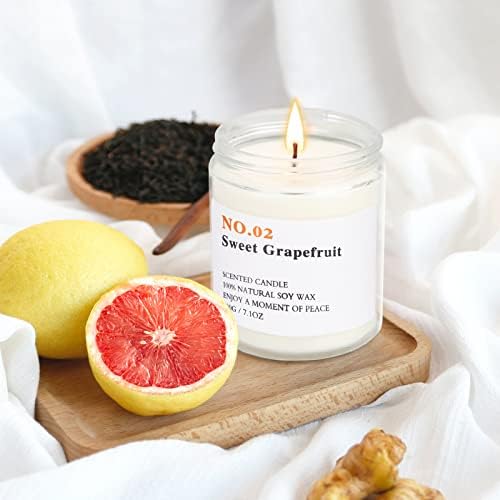Koxly Scented Candle of Sweet Grapefruit, 100% Natural Soy Wax, 50 Hours Burning Time, Candles Gifts for Women, Candle Presents for Her, New Home, New Year, Wedding, Mothers'Day and Valentine's Day