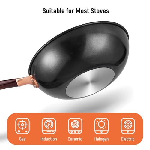 125-Woks-Stir-Fry-Pans-with-Lid-Steamer-Nonstick-Ceramic-Wok-Pan-with-Lid-Deep-Large-Induction-Hard-Anodized-Frying-Wok-Carbon-Steel-Wok-Set-Flat-Bottom-Large-Saute-Pan-Set