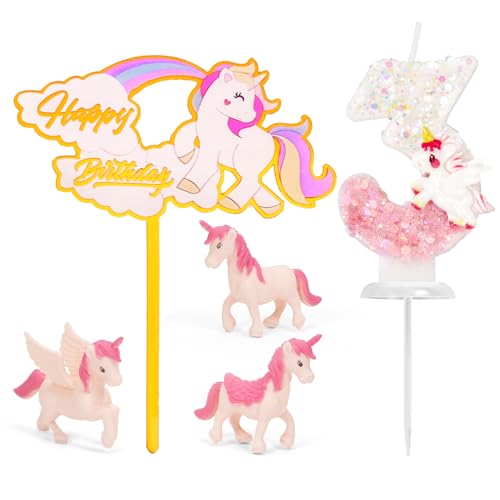 Velas de cumpleaños número 3, velas de unicornio para decoración