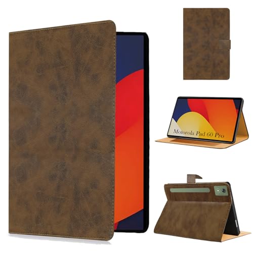 Image of Jkobi Flip Cover Folio Cover for Motorola Moto Pad 60 Pro 12.7 Inch (PU Leather | Multi-Angle Smart Stand | Card Storage Slots | Silicone Back Pouch)