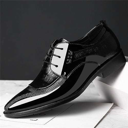 Men's High Gloss Oxford Lace Up Casual Loafers Business Trendy Patent Leather Dress Shoes2