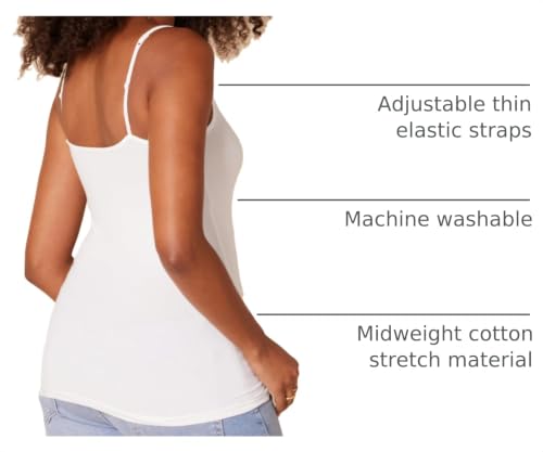 Amazon Essentials Women's Slim-Fit Camisole with Adjustable Straps, Layering Cami, Pack of 4, White, X-Small by Amazon Essentials - Image 3