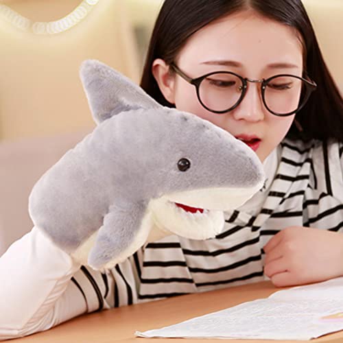 Luozzy Cute Plush Shark Hand Puppet Shark Puppets Toys, Kids Hand Puppets Plush Shark Toys Soft Shark Gloves Figure, Gray #TOP2