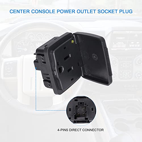 DICMIC Center Console Power Outlet Socket Plug Compatible with 2011-2015 Ford Explorer 2010-2014 Ford F-150 2011-2016 Ford F-250 F-350 F-450 Super Duty Replace# BC3Z-19N236-A