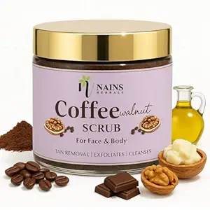 Coffee Chocolate Walnut exfoliating Face & Body Scrub For Instant Tan Removal, Glowing Skin | With Shea Butter For Dry, Dull Skin | De Tan, Dead Skin Removal, 100g