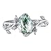 Wasee Natural Moss Agate Ring 925 Sterling Silver Green Pear Moss Agate Engagement Ring Leaf Wedding Promise Ring Jewelry Gift for Women,Ring Size 6
