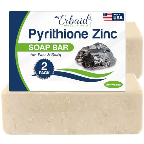 Zinc Soap Bar with Zinc Pyrithione | Gentle All-Natural Face & Body Wash | Daily Cleansing Formula for Oily, Sensitive & Blemish-Prone Skin | Exfoliating Bath Bar Skincare Cleanser | Made in USA