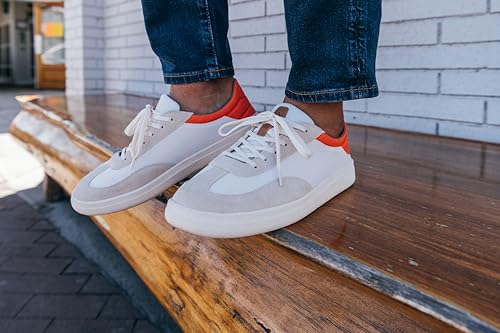 OluKai Punini Men's Everyday Sneaker, Classic Lace-Up Design & Countoured Footbed, Comfort Fit & Wet Grip Rubber Soles, Durable & Supportive, Off White/Molten Orange, 11.5 - image 2