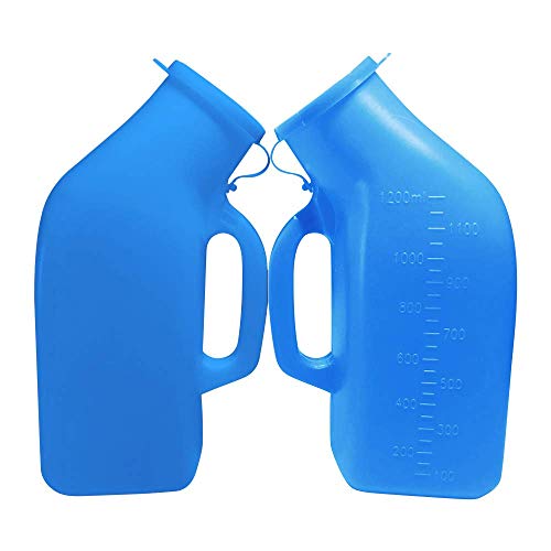 Male Urinal Spill-Proof Urine Collection Container For Adults/Large Plastic Pee Holder For Hospital,Incontinence,Elderly,Travel,Driving,Camping (Blue)2 Packs-1200Ml #TOP2