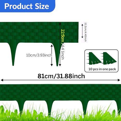 Image of Woven Garden Border Fence - Interlocking Edging Panels | Flexible Weave Fence for Flower Beds, Lawns & Pathways (Brick Design (10 Pcs), Terracota Brown)