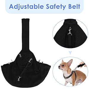 Dog Padded Papoose Sling, Small Pet Sling Carrier Hands Free Carry Adjustable Shoulder Strap Reversible Tote Bag with a Pocket Safety Belt Dog Cat Traveling Subway (5-12lbs, Mesh Fabric-Black) Dog Padded Papoose Sling, Small Pet Sling Carrier Hands Free Carry Adjustable Shoulder Strap Reversible Tote Bag with a Pocket Safety Belt Dog Cat Traveling Subway (5-12lbs, Mesh Fabric-Black)