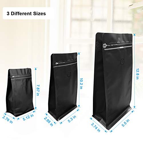Coffee Bags 30 Pack Different Sizes 8Oz 16Oz 32Oz Resealable Stand Up Zip Lock Pouches Airtight Food Storage Bags Coffee Bean Flower Tea Snack Dried Fruit Food With Degassing Valve (Black) #TOP1