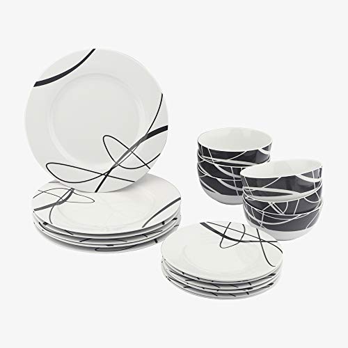 AmazonBasics 18-Piece Dinnerware Set – Cursive, Service for 6 AmazonBasics 18-Piece Dinnerware Set – Cursive, Service for 6