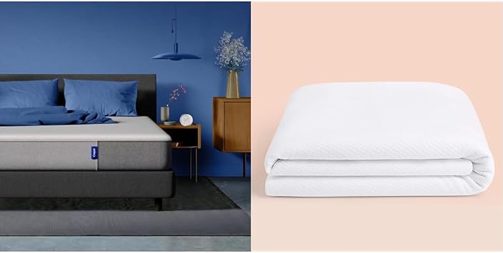 Casper Mattress, King, Light Grey & Sleep Waterproof Mattress Protector, King, White