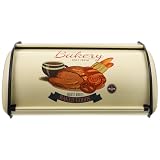 ADOCARN Brotkasten zur Brotaufbewahrung und Verhinderung von Feuchtigkeitsbildung Retro in Gelb aus Eisen mit Deckel für Küche und Bäckerei