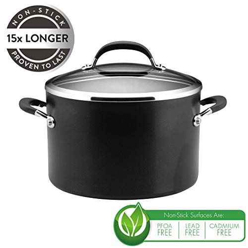 Circulon 82821 Premier Professional Stockpot – 24cm – Induction Non Stick Stock pot with Glass Lid – Hard Anodized Aluminium Cookware, Black 2 Gallery Image