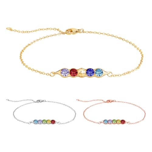GUANKE Ladies' Pea Pod Charm Bracelet with Birthstone, Copper Material, 4g Weight, 65mm Inner Diameter, 34mm Pea Pod - Ideal Jewelry Gift
