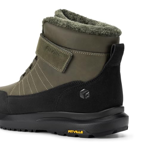 Image of FitVille Wide Width Mens Winter Boots Fur Lined Extra Wide Snow Boot Lightweight Non Slip Outdoor Mens Diabetic Shoes for Flat Feet
