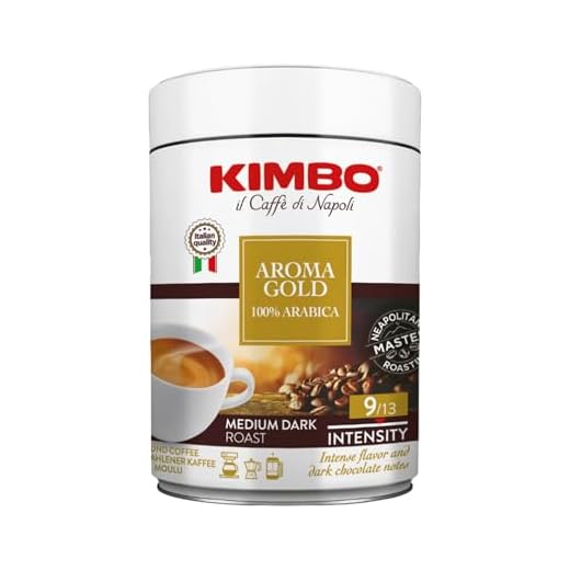 Kimbo Espresso Aroma Gold 100% Arabica Ground Coffee - Blended and Roasted in Italy - Medium to Dark Roast with a Rich Dark Chocolate Flavor - 8.8 oz Can