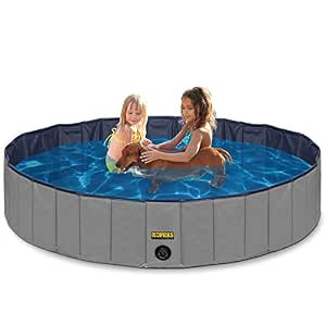 KOPEKS Extra Large Foldable Pet Pool - 63" Portable Bathing Tub For Dogs & Outdoor Fun