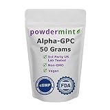 powdermint Alpha-GPC Powder 50 Grams - Choline, Non-GMO, Vegan, Third Party US Lab Tested - Support