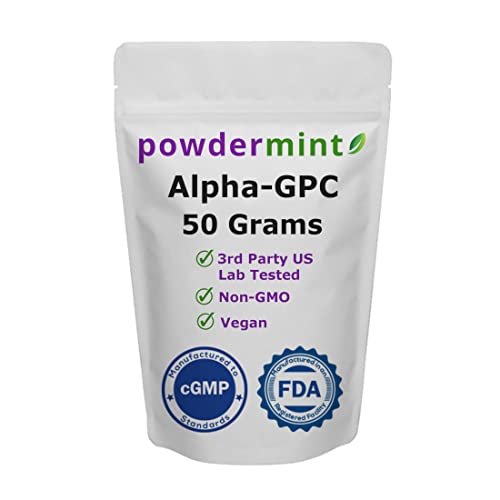 Powdermint Alpha-Gpc Powder 50 Grams - Choline, Non-Gmo, Vegan, Third Party Us Lab Tested - Support Memory And Focus - Scoop Included #TOP30