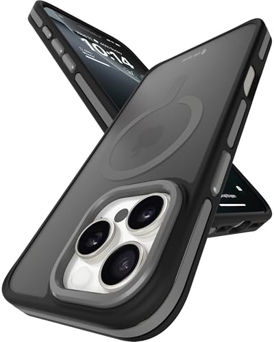 Image of eller sante Elementrix Back Cover Case for iPhone 16 Pro Scratch Resistant Camera Screen Protector TPU Shockproof 10ft Drop Protection Support Mag-Safe Wireless Charging- Grey