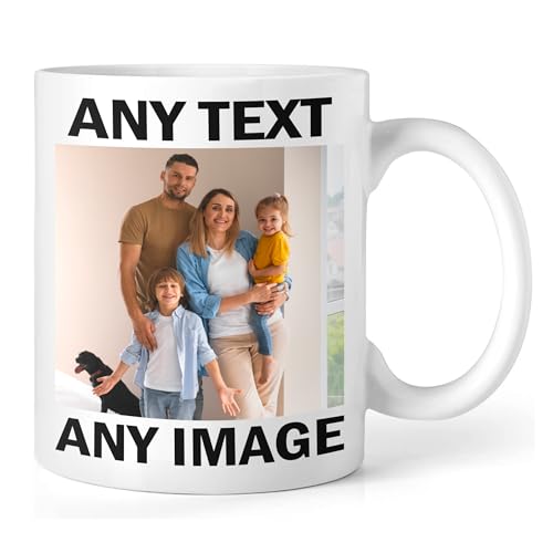 Personalised Mug Any Text & Photo - Custom Photo Mug - 11oz Tea Cup – Unique Customised Gift for Men, Women, Birthdays, Anniversaries, Fathers Mothers Day, Christmas Day - Coffee Mug with Logo Design