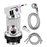 Rubinetto miscelatore per doccia, uscita da 1/2", doccetta da parrucchiere, per camper, con tubi di ingresso e tubi di uscita da 80 cm + rubinetto irrigatore per caravan, per lavabo da parrucchiere