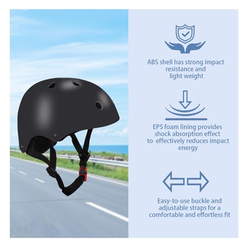 Image of Color Gradient Adjustable Kids Bike Helmet with Knee & Elbow Pads Set | Multi-Sport Safety Gear for Boys & Girls Ages 5-14 | Skateboarding, Scooters, Roller & Inline Skating, Longboarding