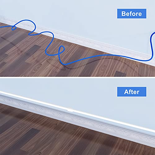 250in Cord Hider, One-Line Cable Hider, Yecaye Small Cord Covers for Wires on Wall System, Cable Raceway Kit for Max 2 Cords, Wire Hiders for Tv on Wall, Wire Hider, 16XL15.7in W0.59in H0.4in, White by Yecaye - Image 6